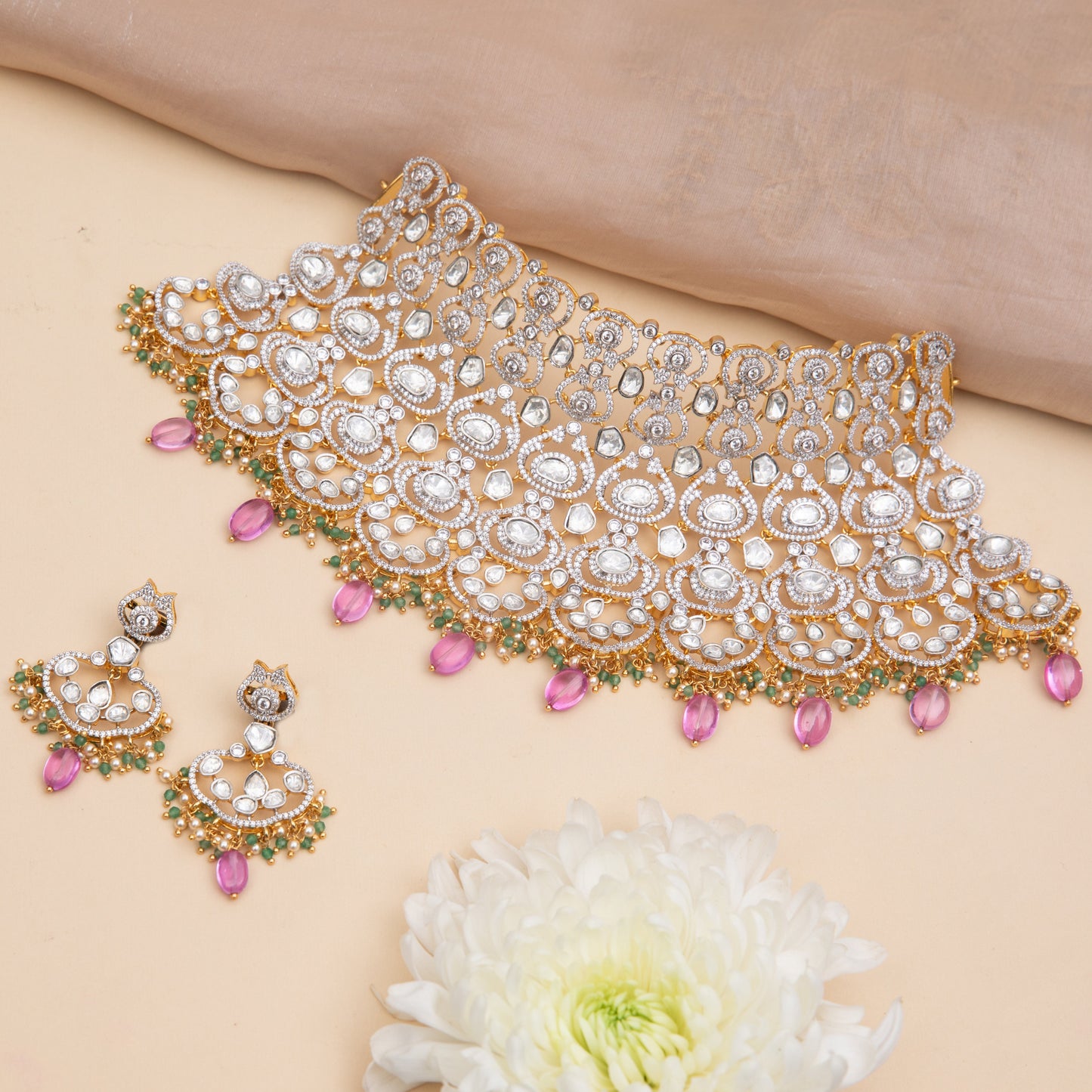 Vera CZ Silver Choker Set
