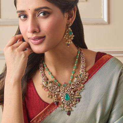 Amravati Moissanite Silver Necklace Set