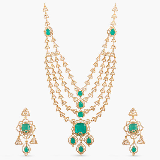 Chandrika Moissanite Layered Silver Necklace Set