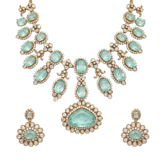 Ira Moissanite and Gemstone Silver Necklace Set