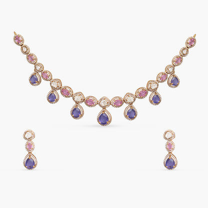 Aisha Moissanite Silver Necklace Set