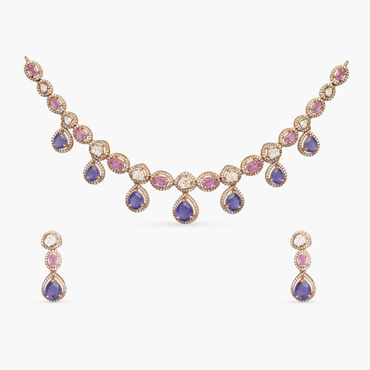 Aisha Moissanite Silver Necklace Set
