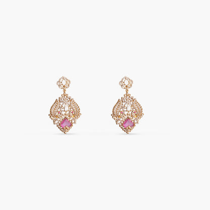 Meenal Moissanite Silver Peacock Necklace Set