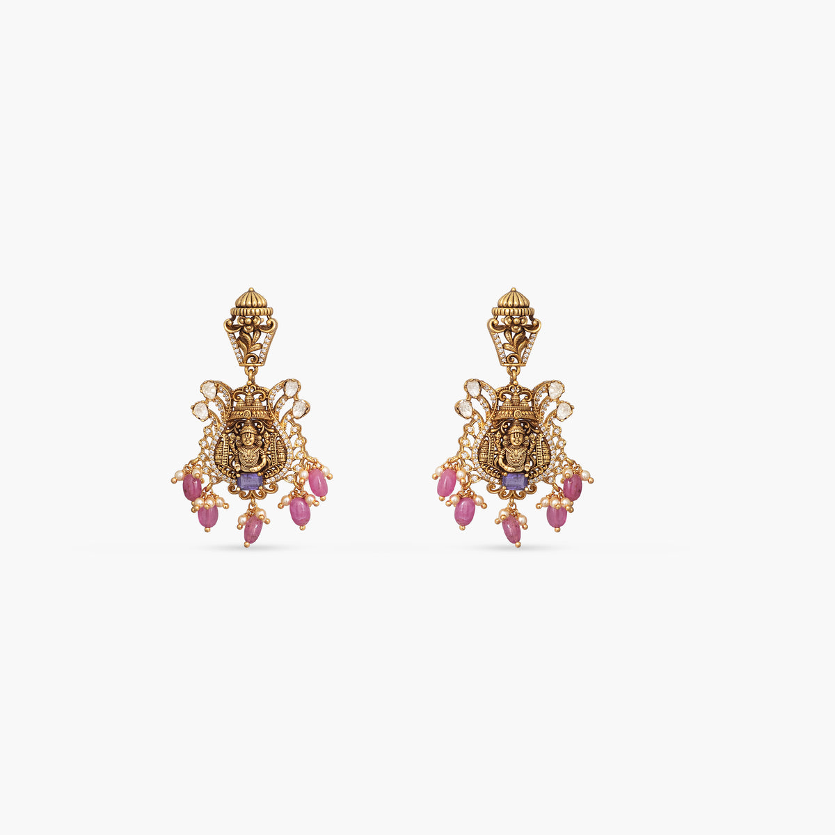 Devika Moissanite Silver Temple Necklace Set