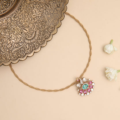 Mayurakshi Moissanite Silver Pendant Necklace