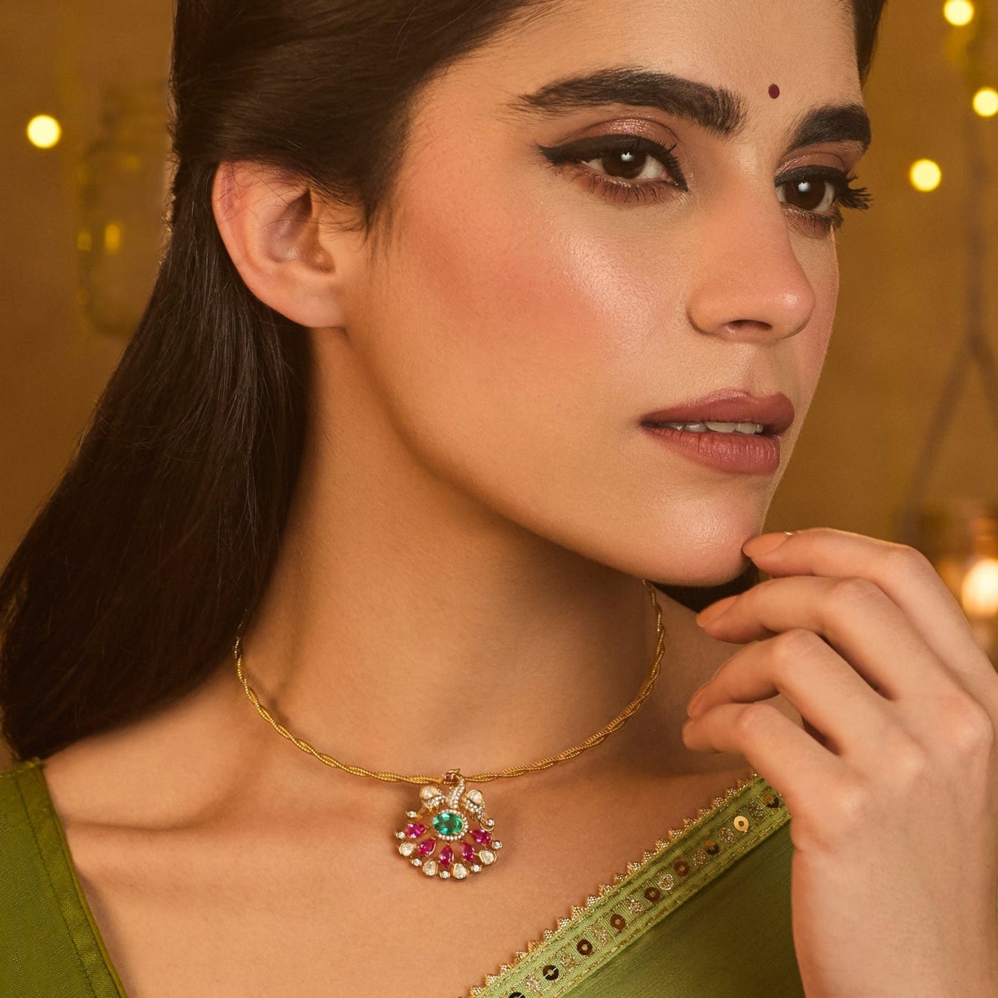 Mayurakshi Moissanite Silver Pendant Necklace