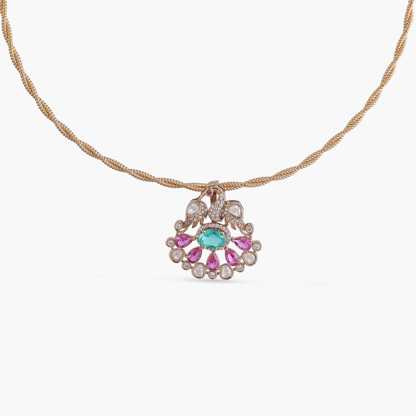 Mayurakshi Moissanite Silver Pendant Necklace