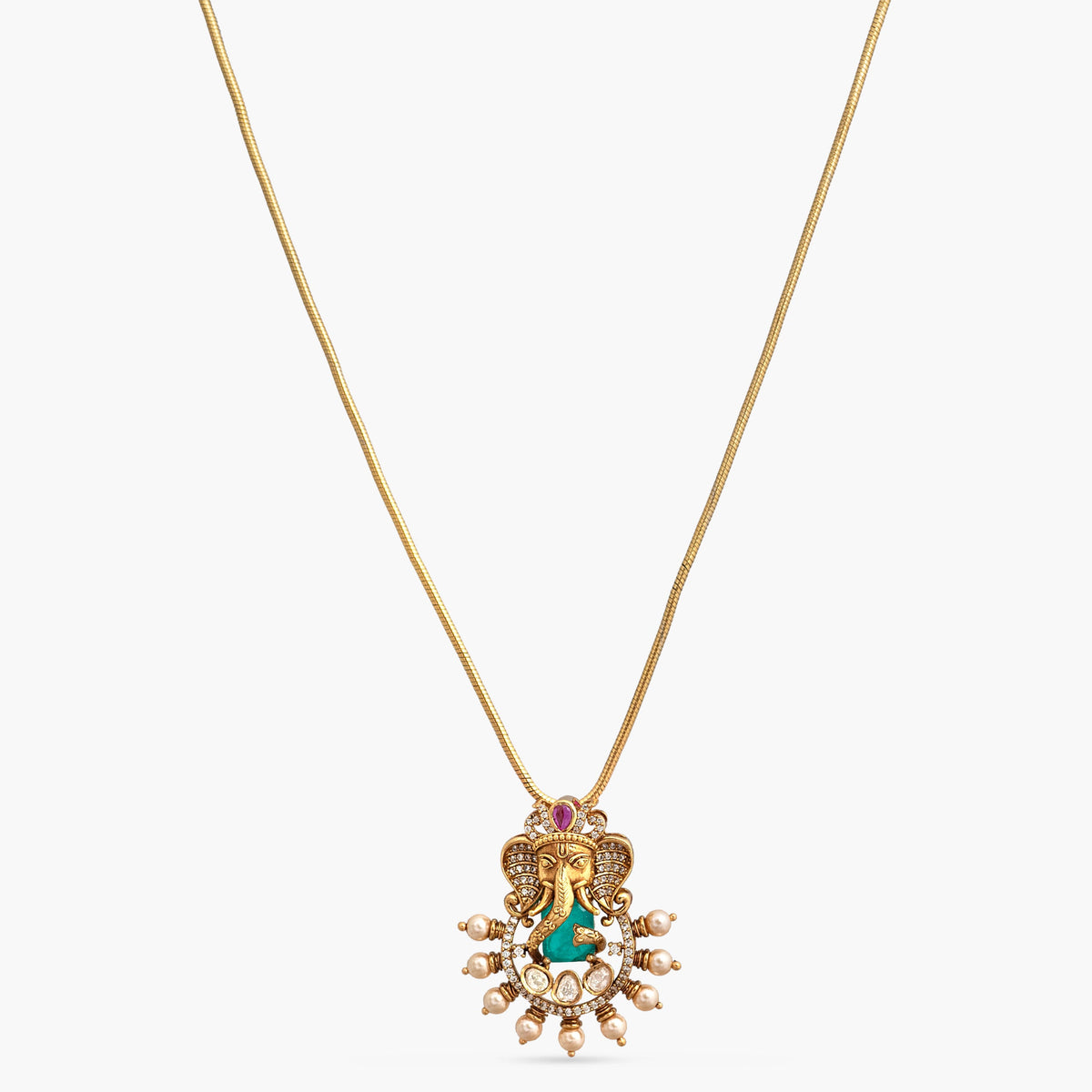 Ganapati Moissanite Silver Pendant