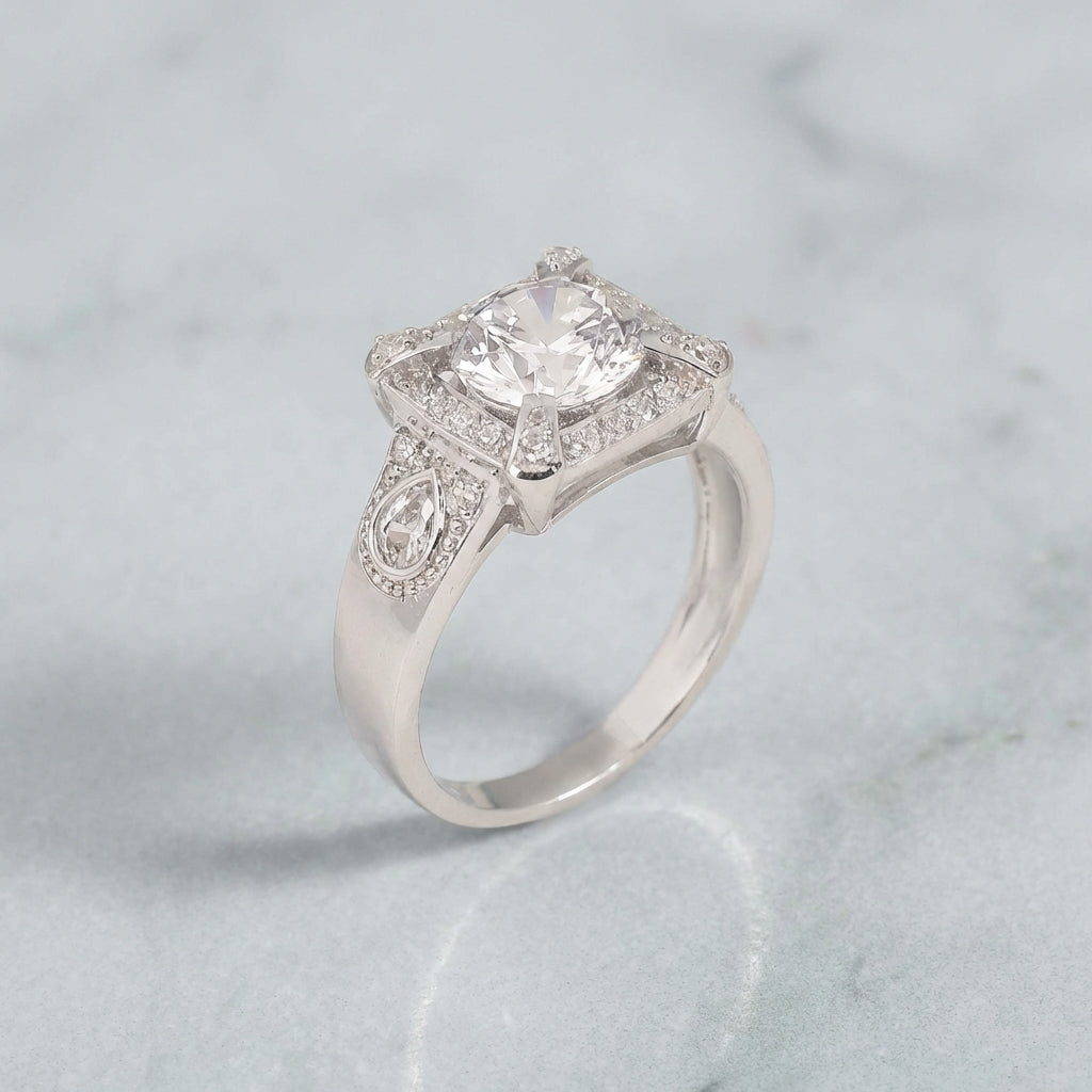 Chestnut CZ Silver Ring