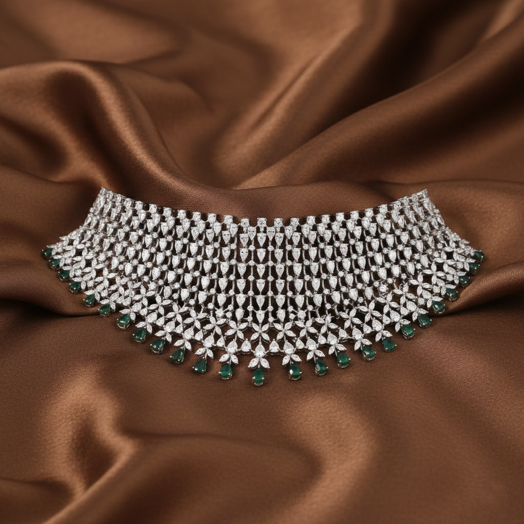 Elin CZ Silver Choker Necklace