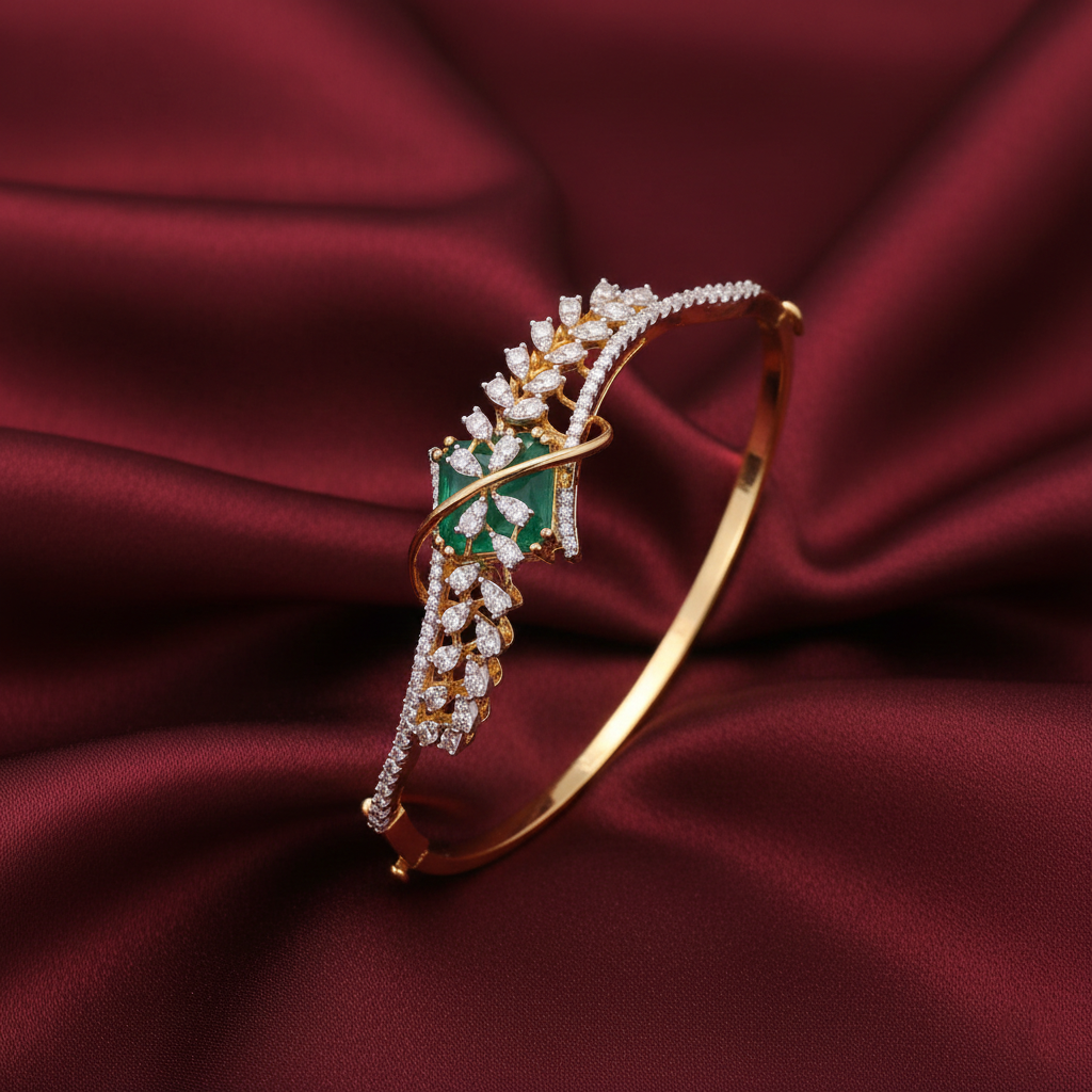 Fern CZ Silver Bracelet