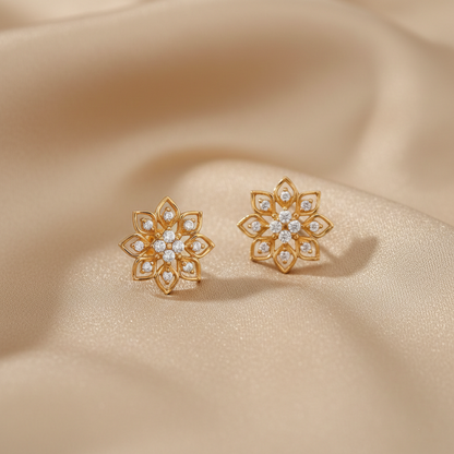 Flora CZ Silver Stud Earrings
