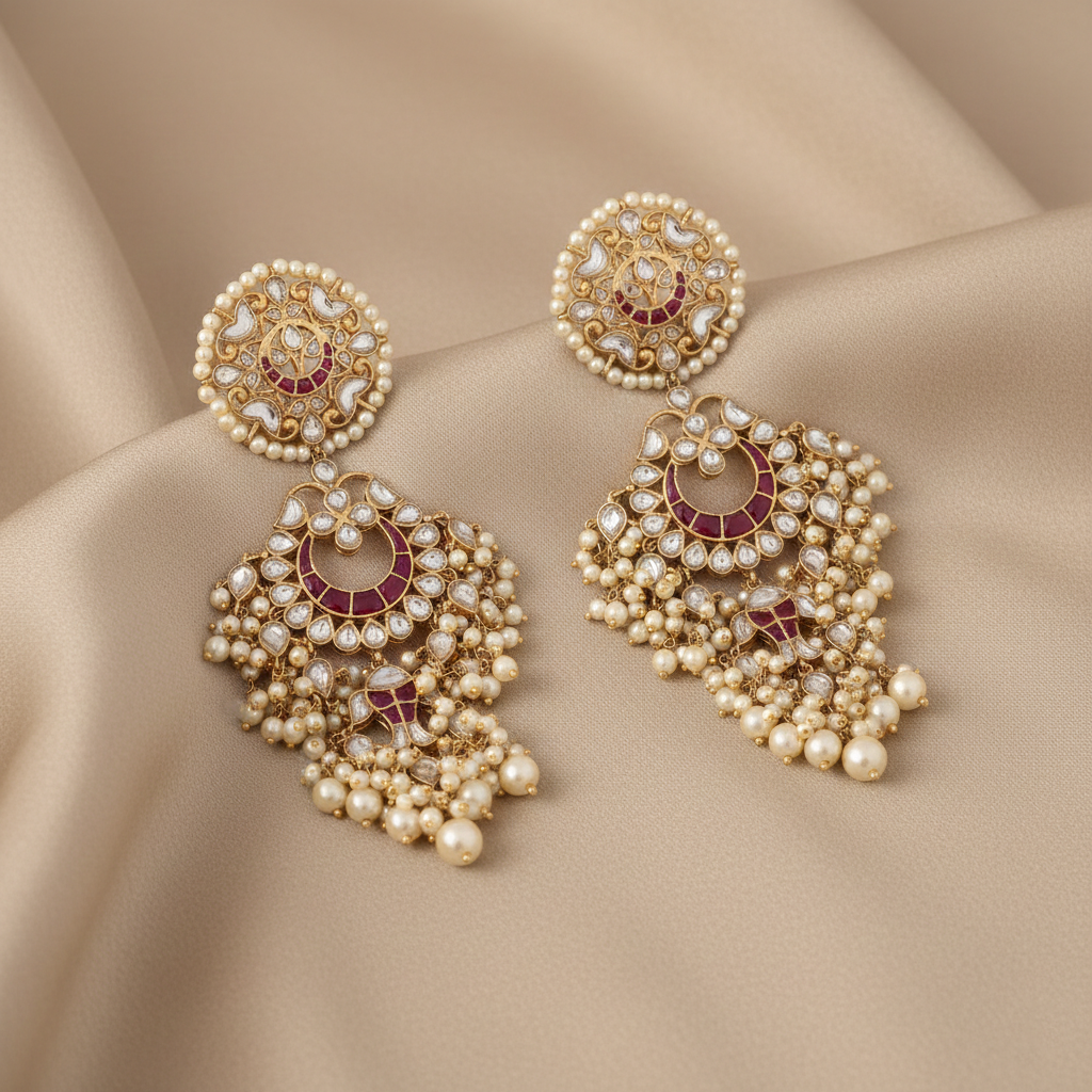 Jalika Chandbali Silver Earrings