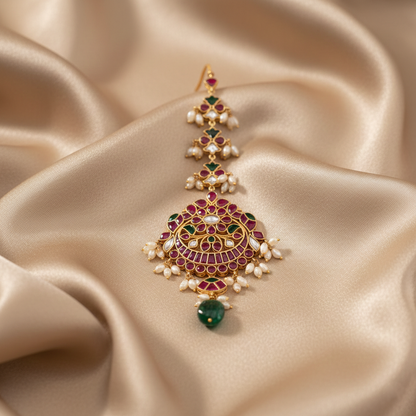 Mehtab Kempu Jadau Silver Maangtika