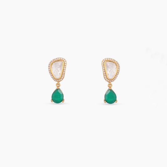 Graceful Green Moissanite Silver Drop Earrings