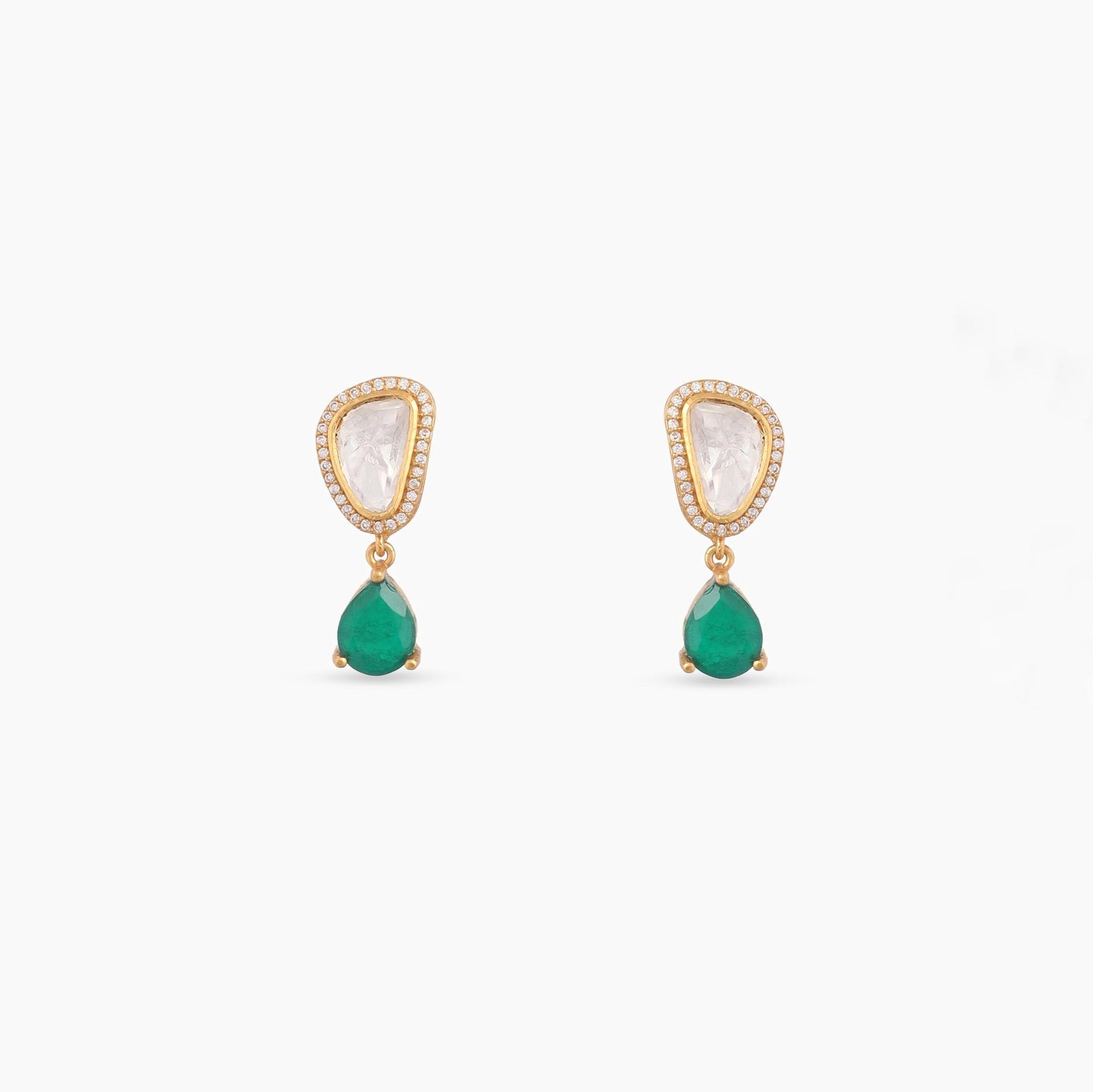 Graceful Green Moissanite Silver Drop Earrings