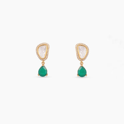 Graceful Green Moissanite Silver Drop Earrings