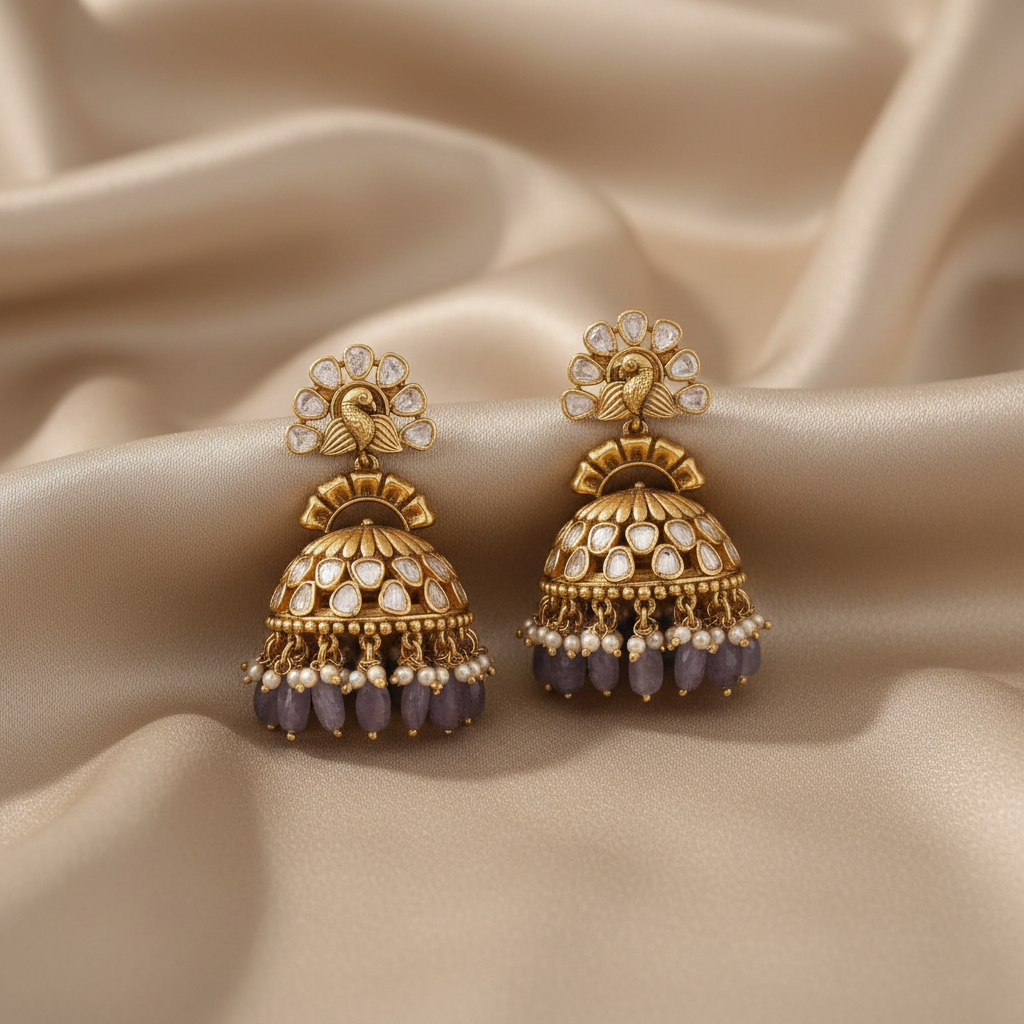 Morni Moissanite Silver Jhumkis