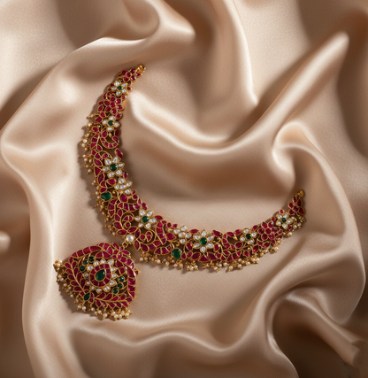 Mura Kempu Silver Bridal Necklace
