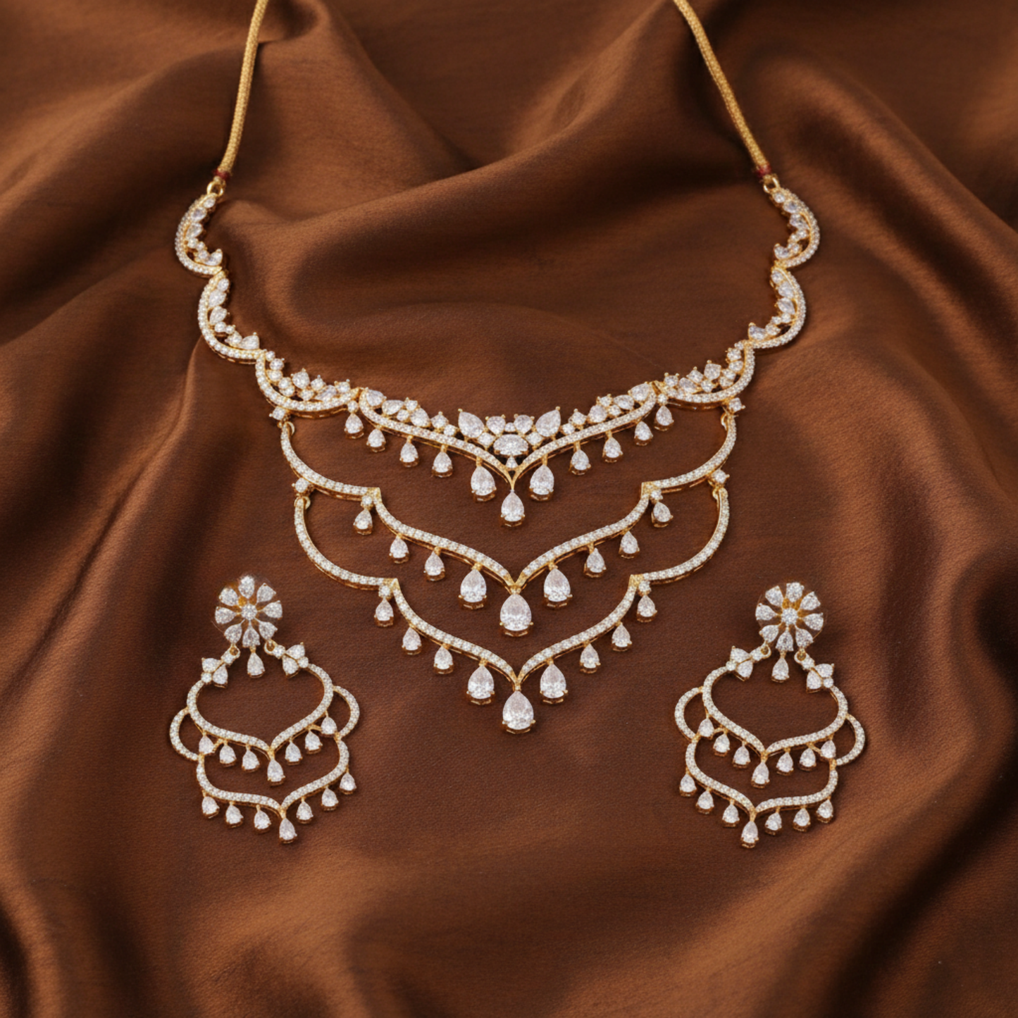 Nipuna CZ Statement Silver Necklace Set