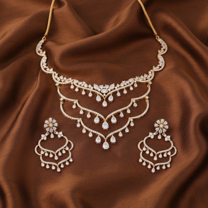 Nipuna CZ Statement Silver Necklace Set