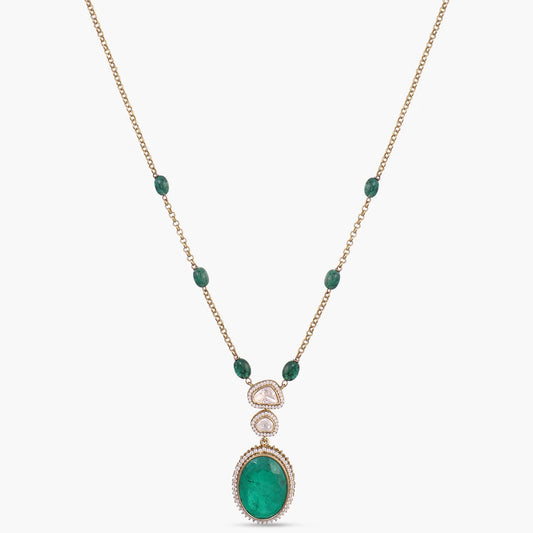 Safa Moissanites and Gemstone Silver Pendant Necklace