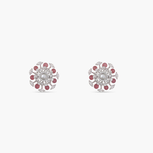 Timeless Pink Sparkle Silver CZ Studs Earrings
