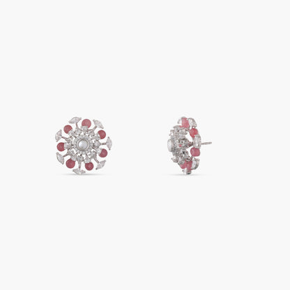 Timeless Pink Sparkle Silver CZ Studs Earrings