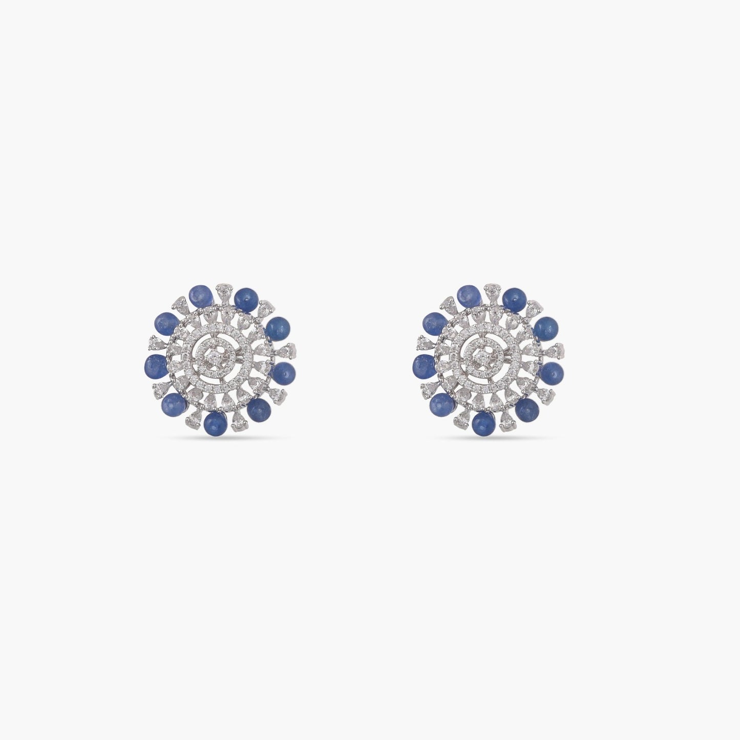 Radiant Blue Oasis Silver CZ Stud Earrings 