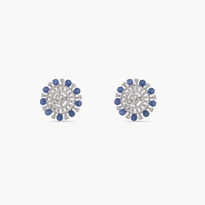 Radiant Blue Oasis Silver CZ Stud Earrings 