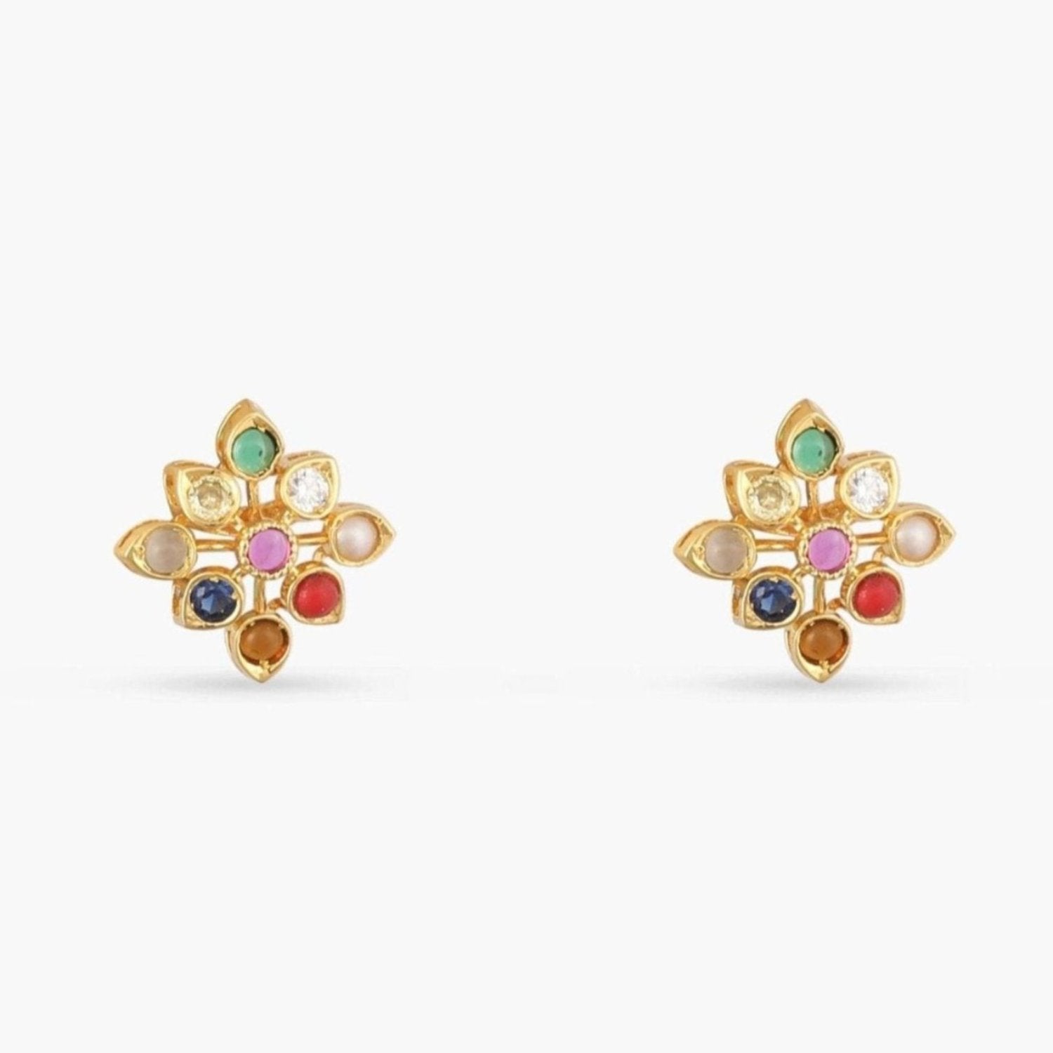 Navanya Navaratna Silver Stud Earrings