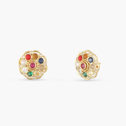 Sarika Navaratna Silver Stud Earrings