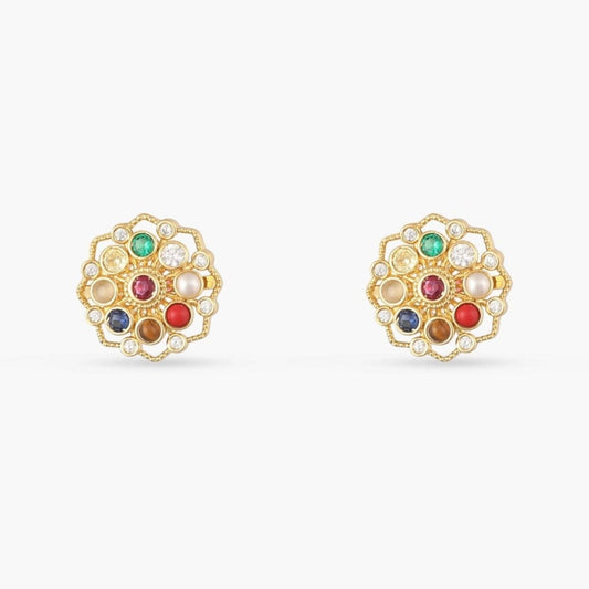 Pratima Navaratna Silver Stud Earrings