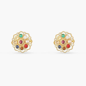Pratima Navaratna Silver Stud Earrings