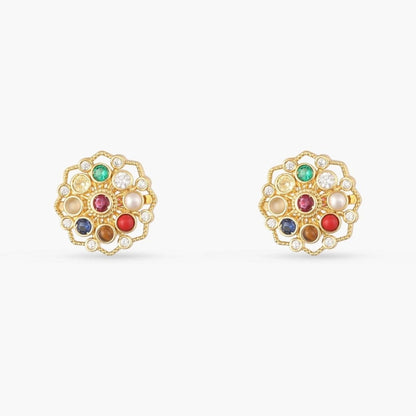 Pratima Navaratna Silver Stud Earrings