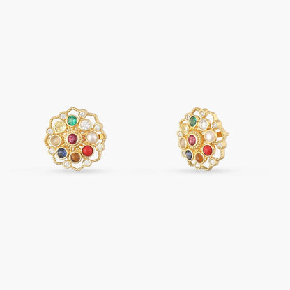 Pratima Navaratna Silver Stud Earrings