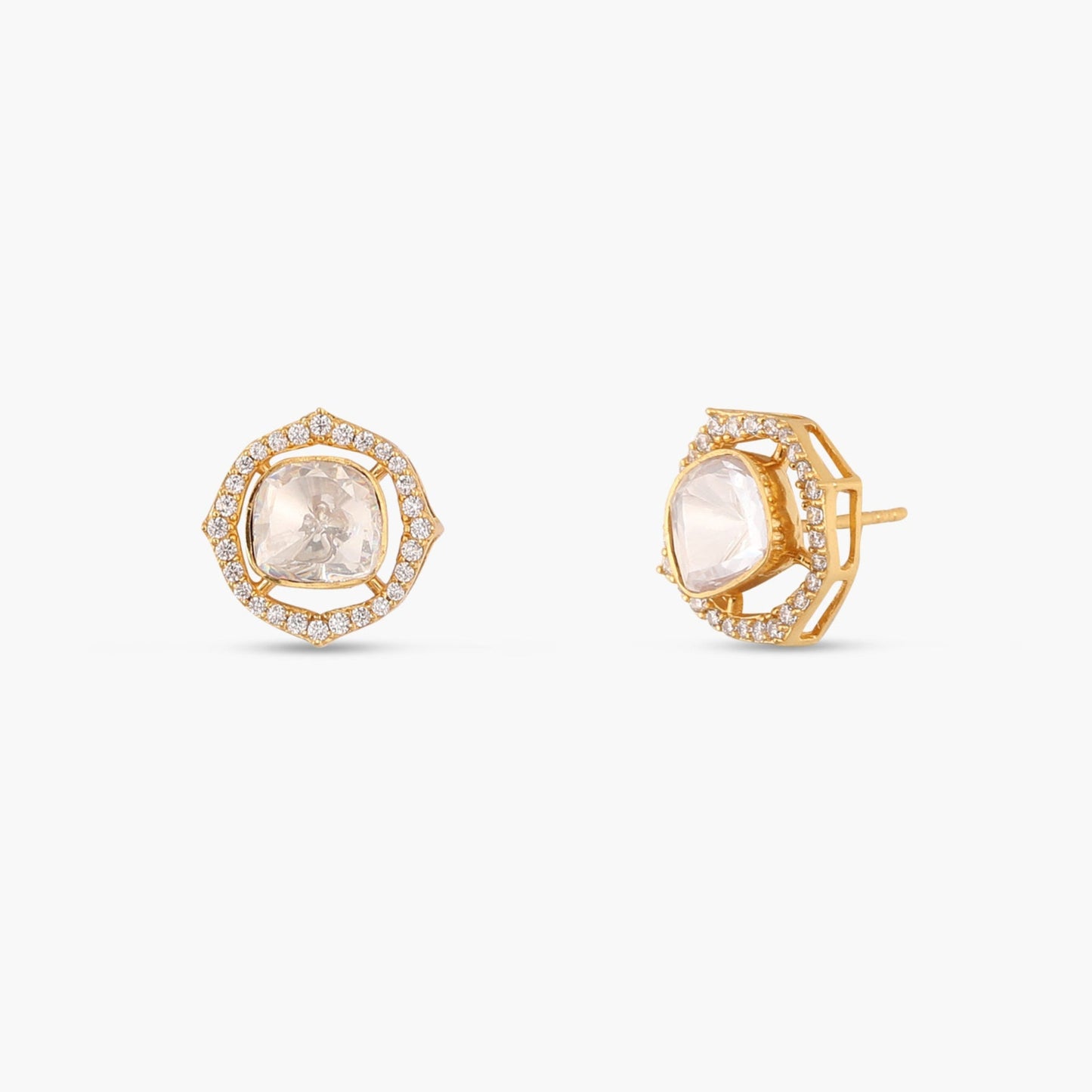 Starburst Moissanite Silver Stud Earrings