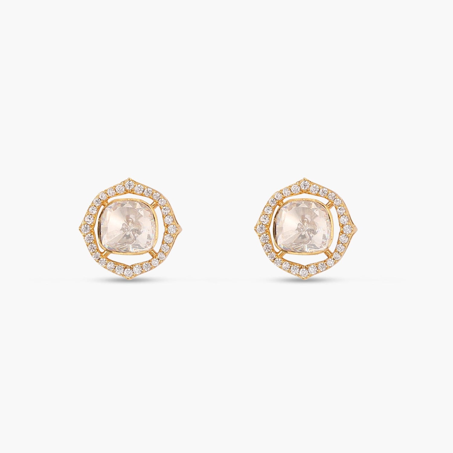 Starburst Moissanite Silver Stud Earrings