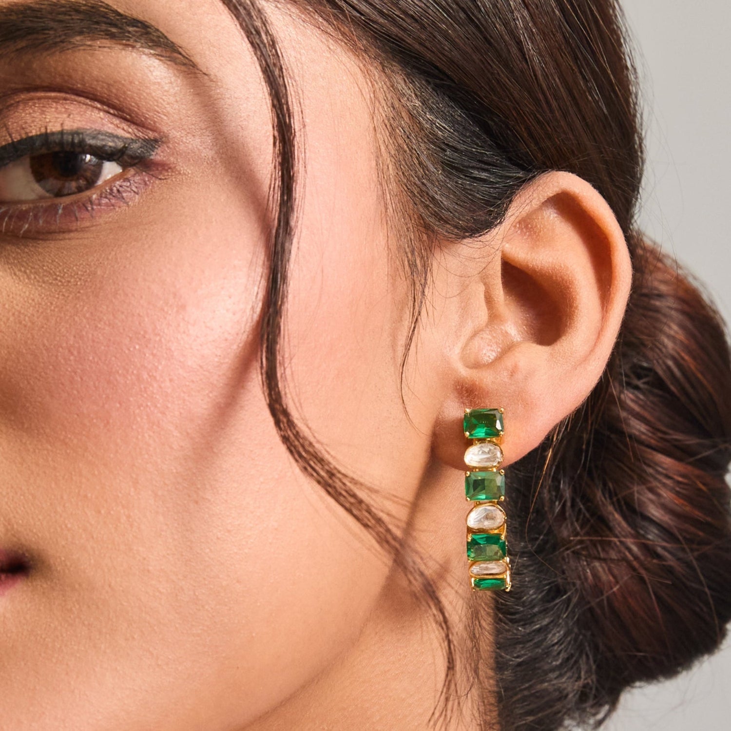 Glint Moissanite Silver Hoop Earrings