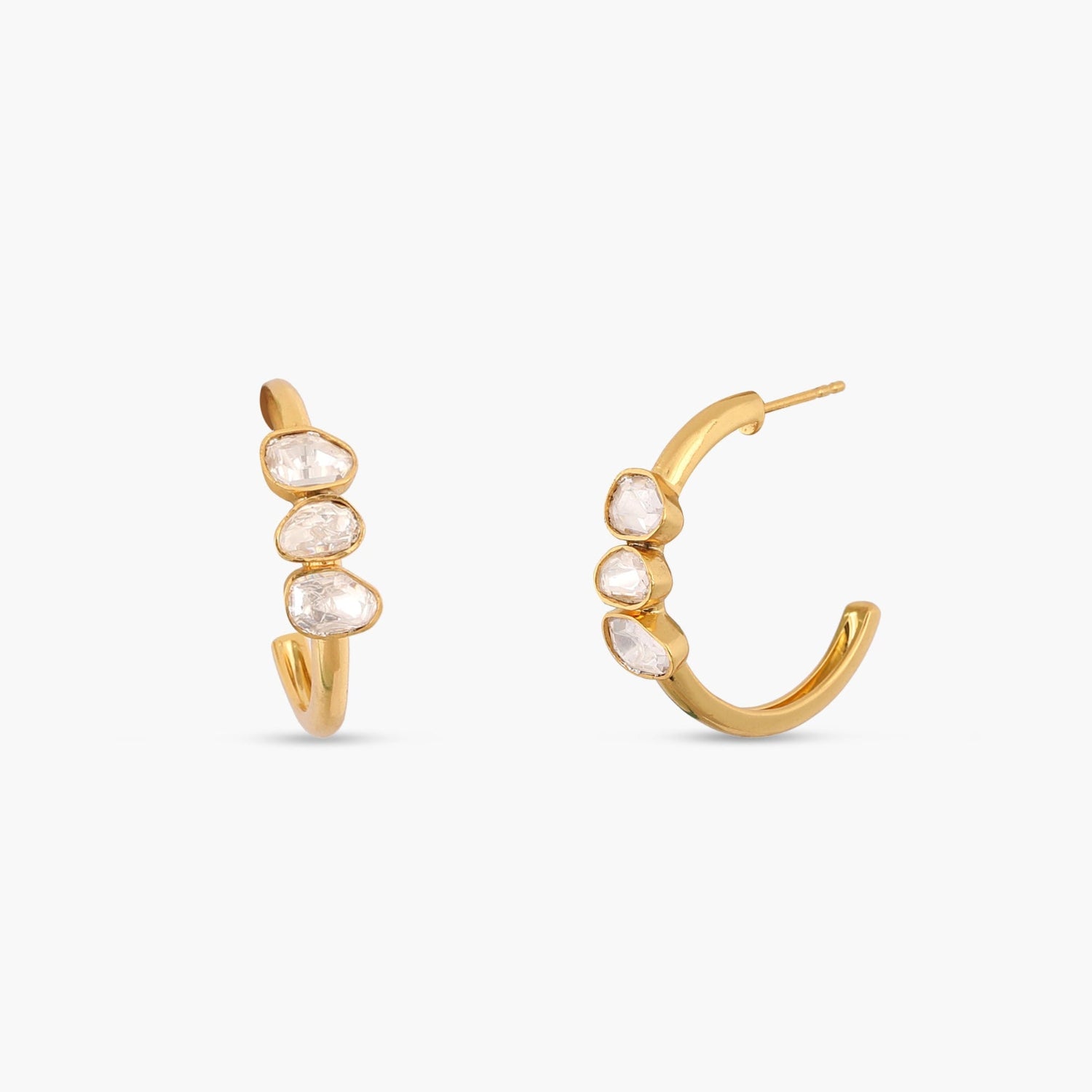 Shooting Star Moissanite Silver Half Hoop Earrings