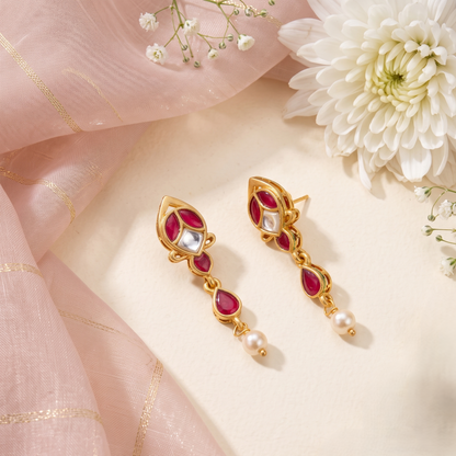 Parijat Jadau Silver Drop Earrings
