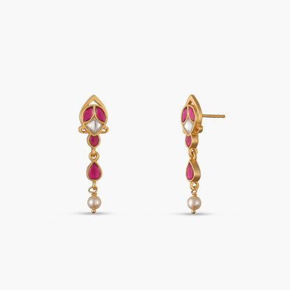 Parijat Jadau Silver Drop Earrings