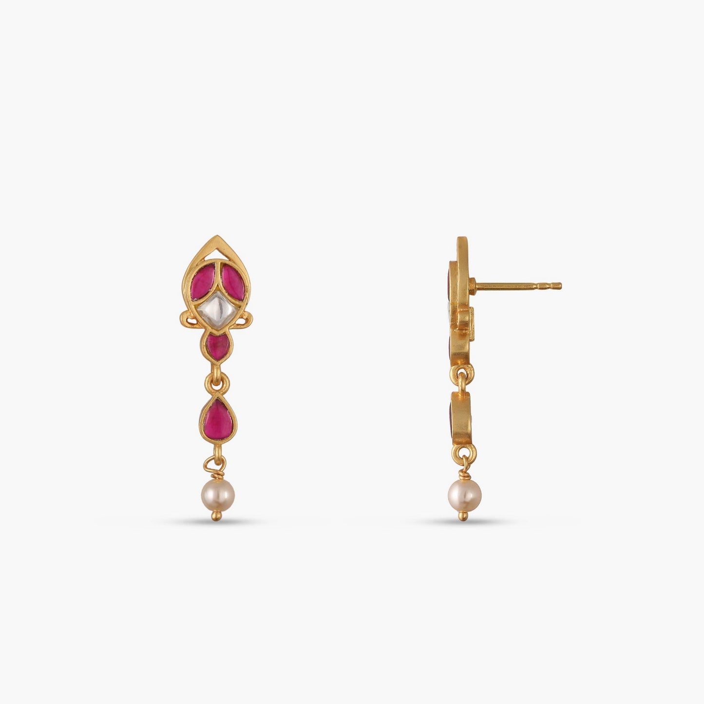Parijat Jadau Silver Drop Earrings