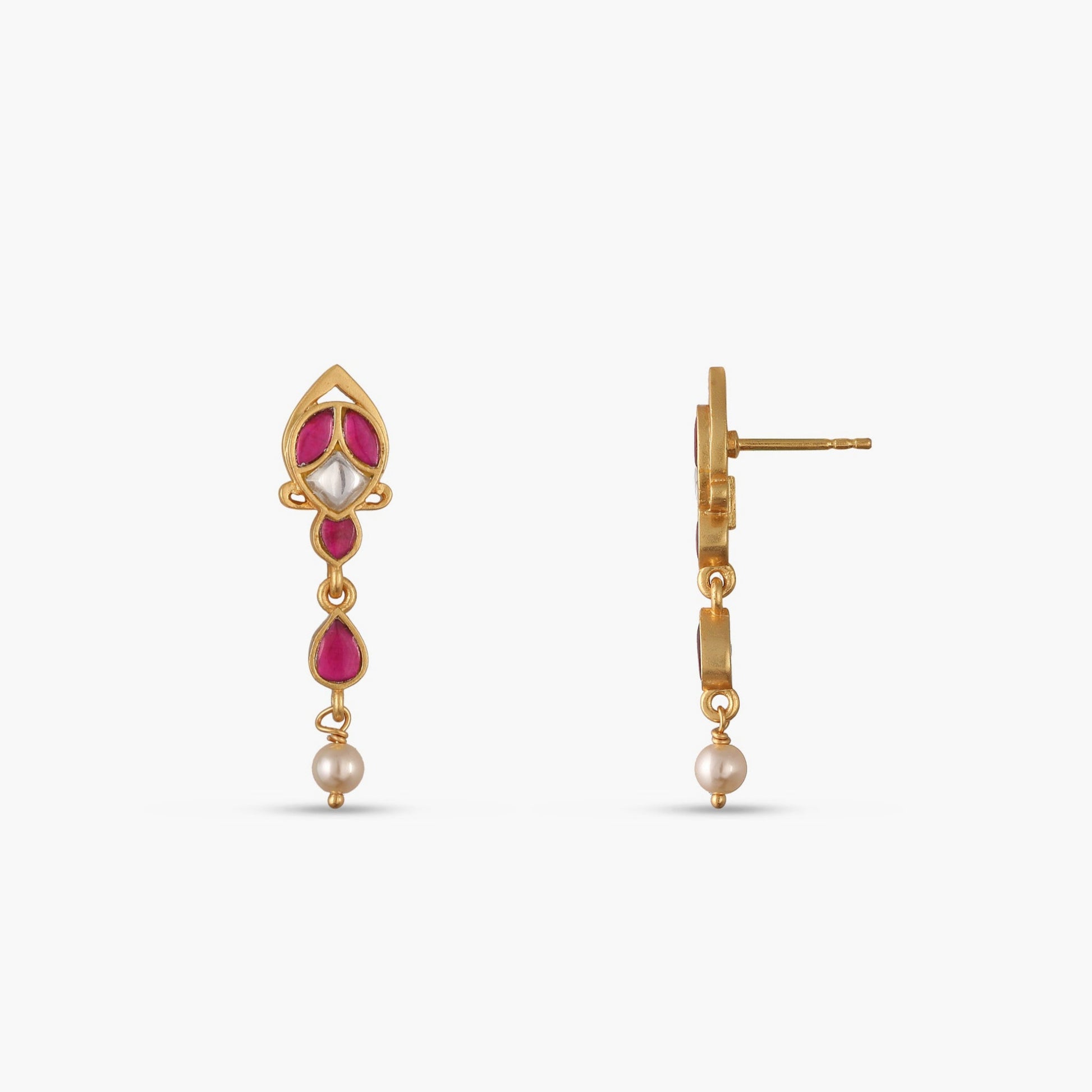 Parijat Jadau Silver Drop Earrings