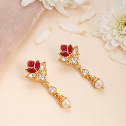 Vana Jadau Silver Drop Earrings