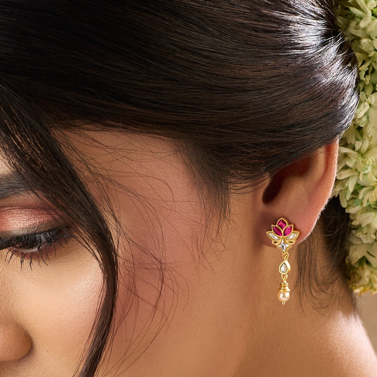 Vana Jadau Silver Drop Earrings