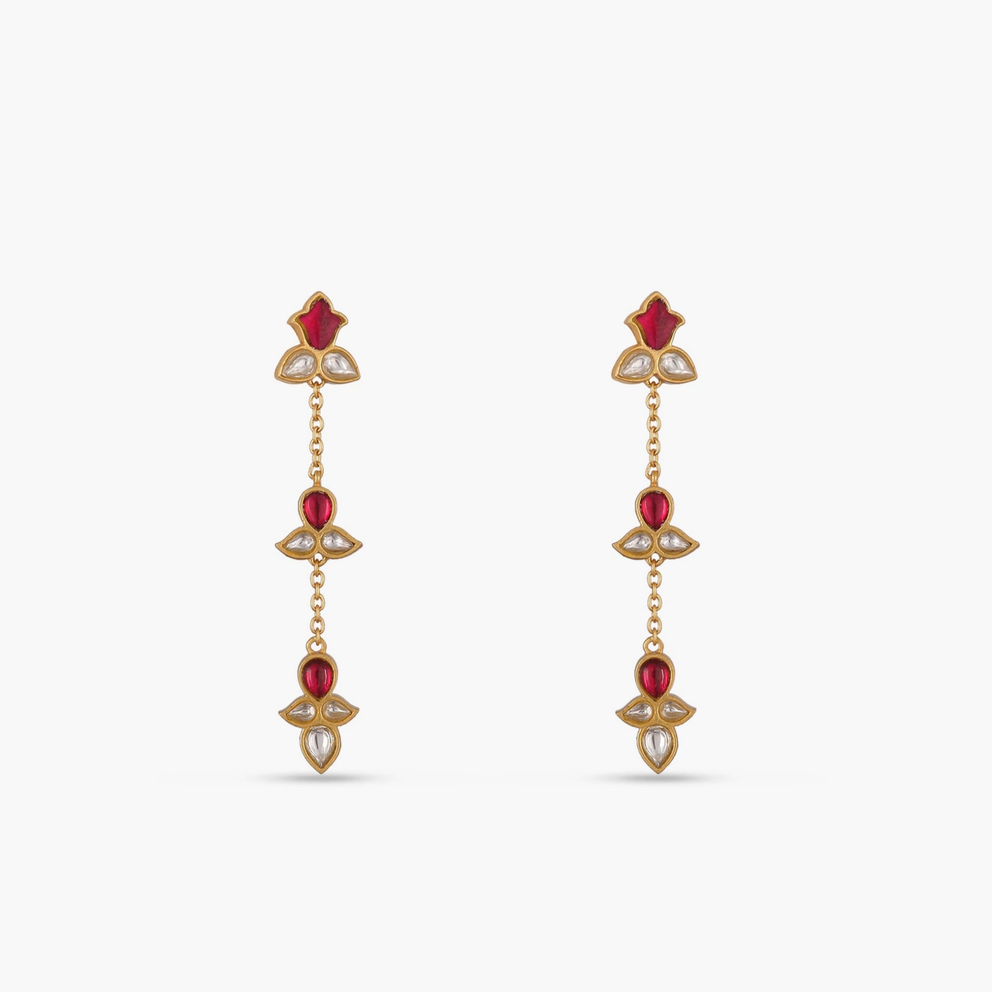 Rekha Jadau Silver Drop Earrings