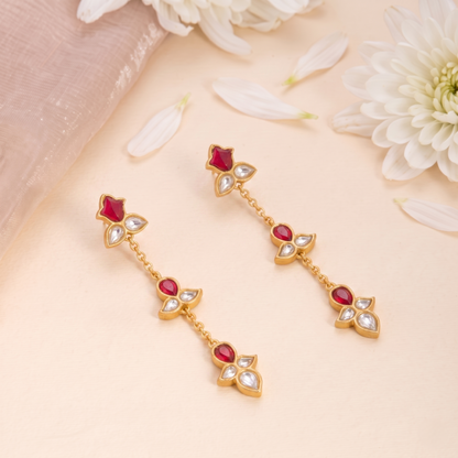 Rekha Jadau Silver Drop Earrings