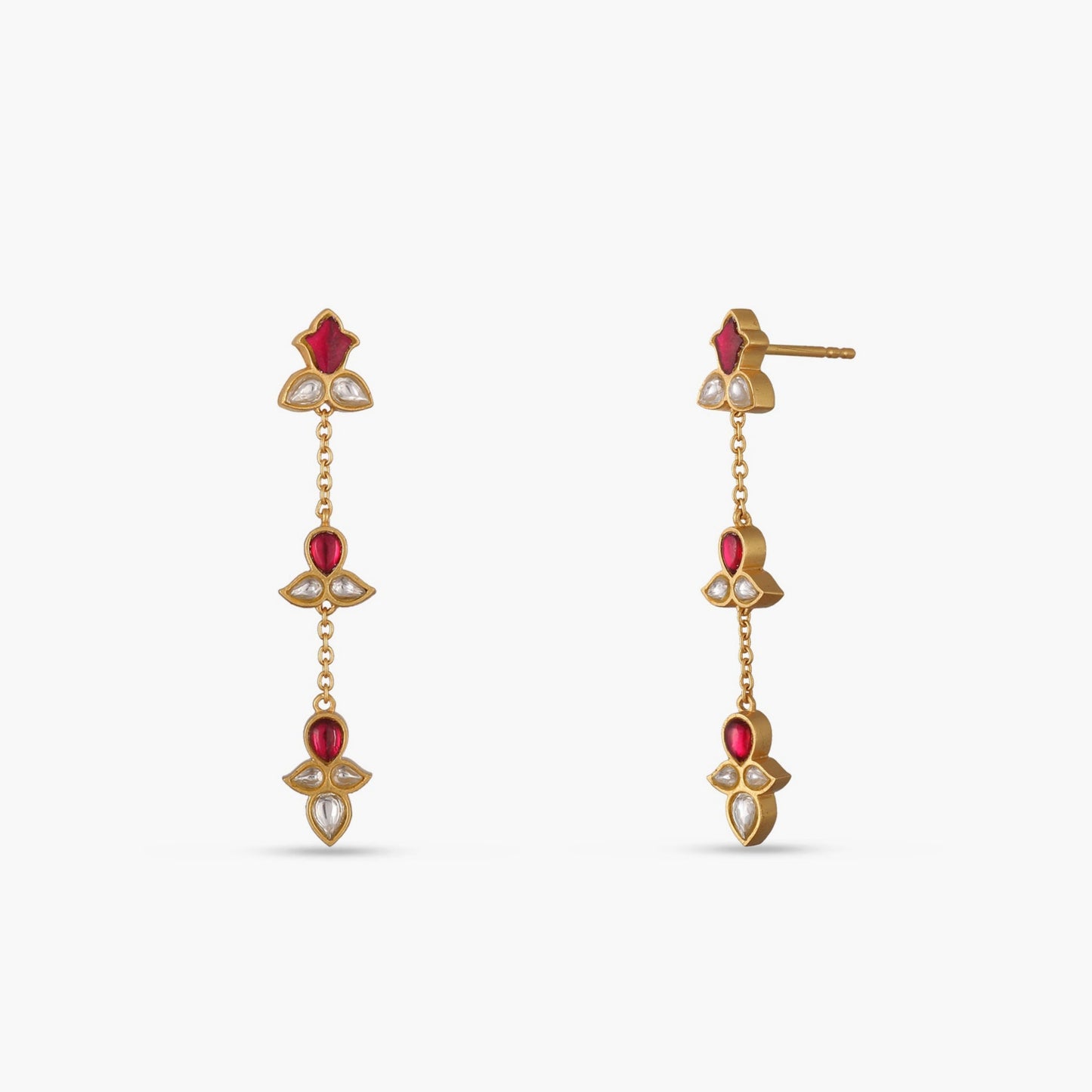 Rekha Jadau Silver Drop Earrings