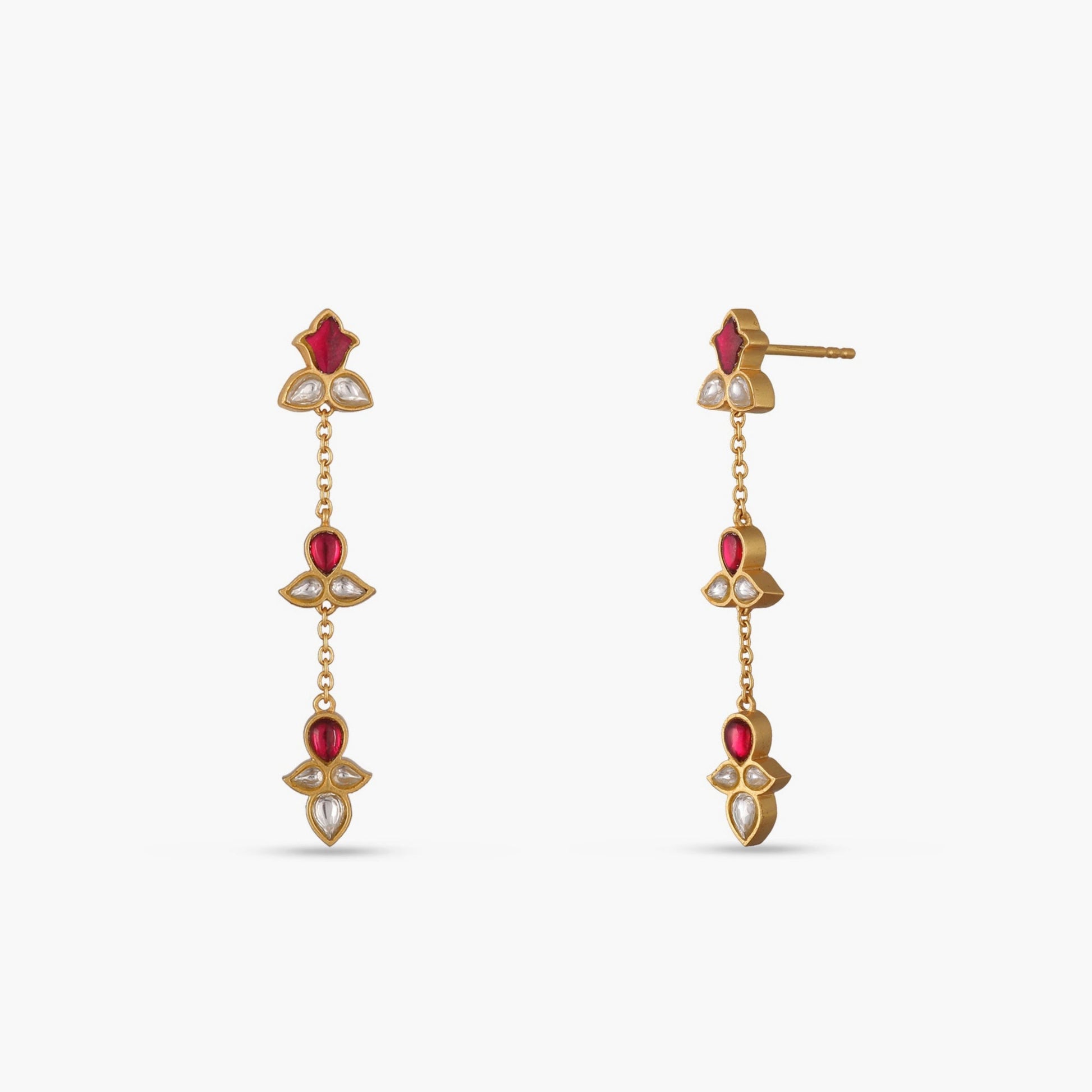 Rekha Jadau Silver Drop Earrings